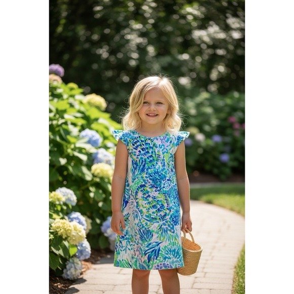 Lilly Pulitzer Other - NWOT Lilly Pulitzer Ella Dress Shell Of A Party Girls Flutter Sleeve Size L 8 10